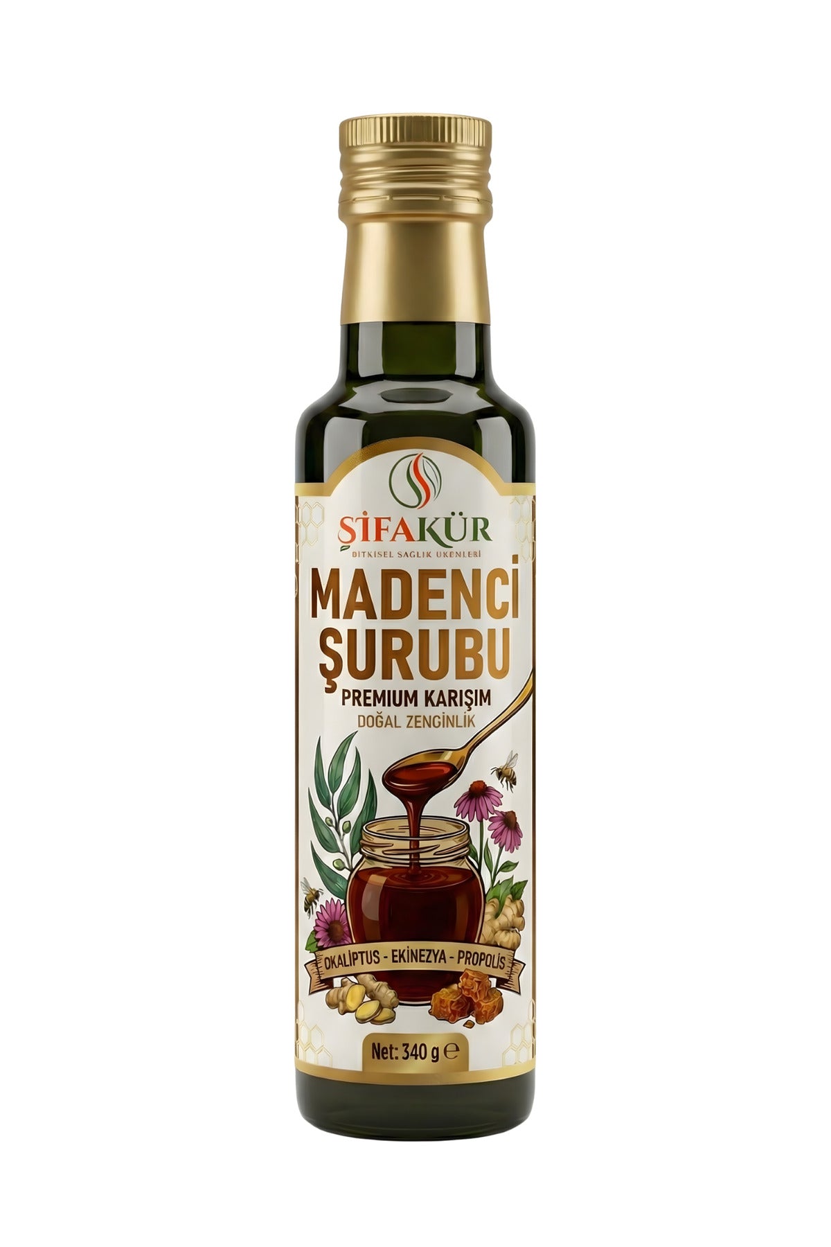 Şifakür Madenci Şurubu Propolis Zerdeçal Zencefil Okaliptüs Özlü Bitkisel Karışım 340 g