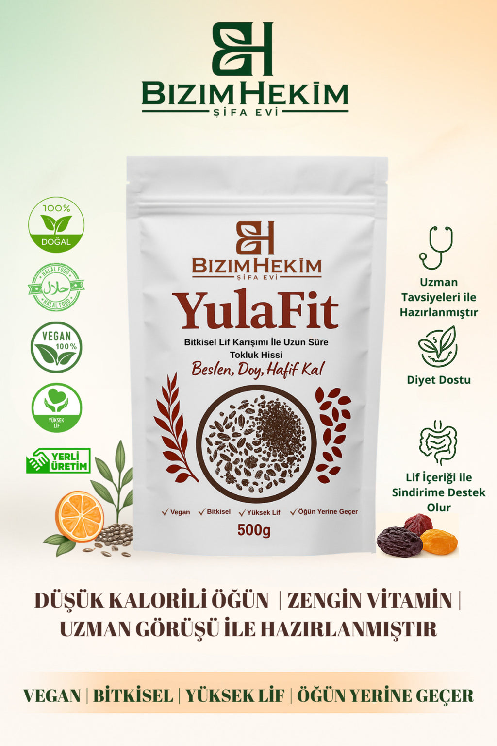 YulaFit Lif Destek Karışımı Kalorisiz zengin içerikli Diyet Dostu 500GR