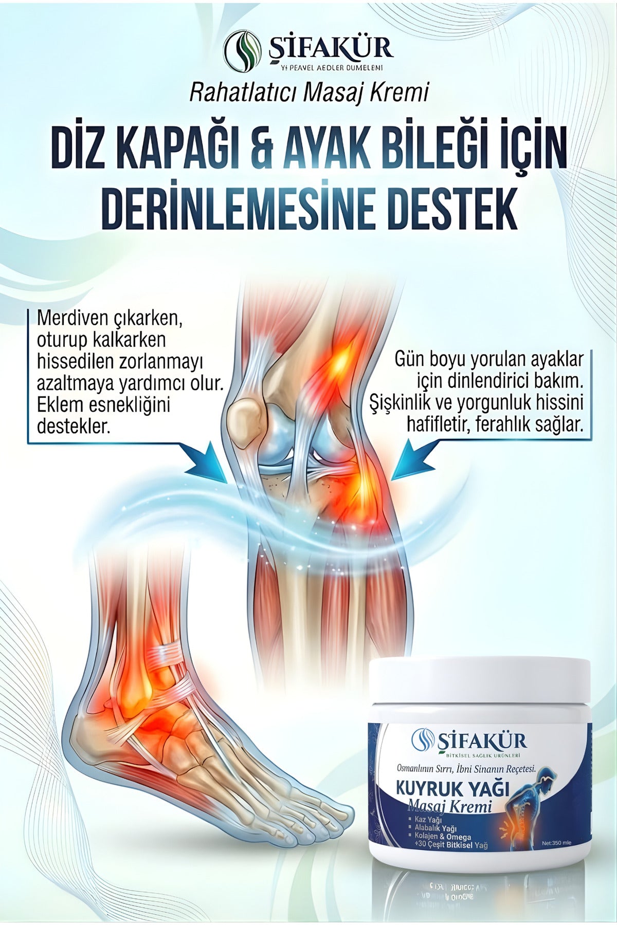 Şifakür Kuyruk Yağı Kaz Alabalık Yağlı Bel Boyun Diz Masaj Kremi 350ml