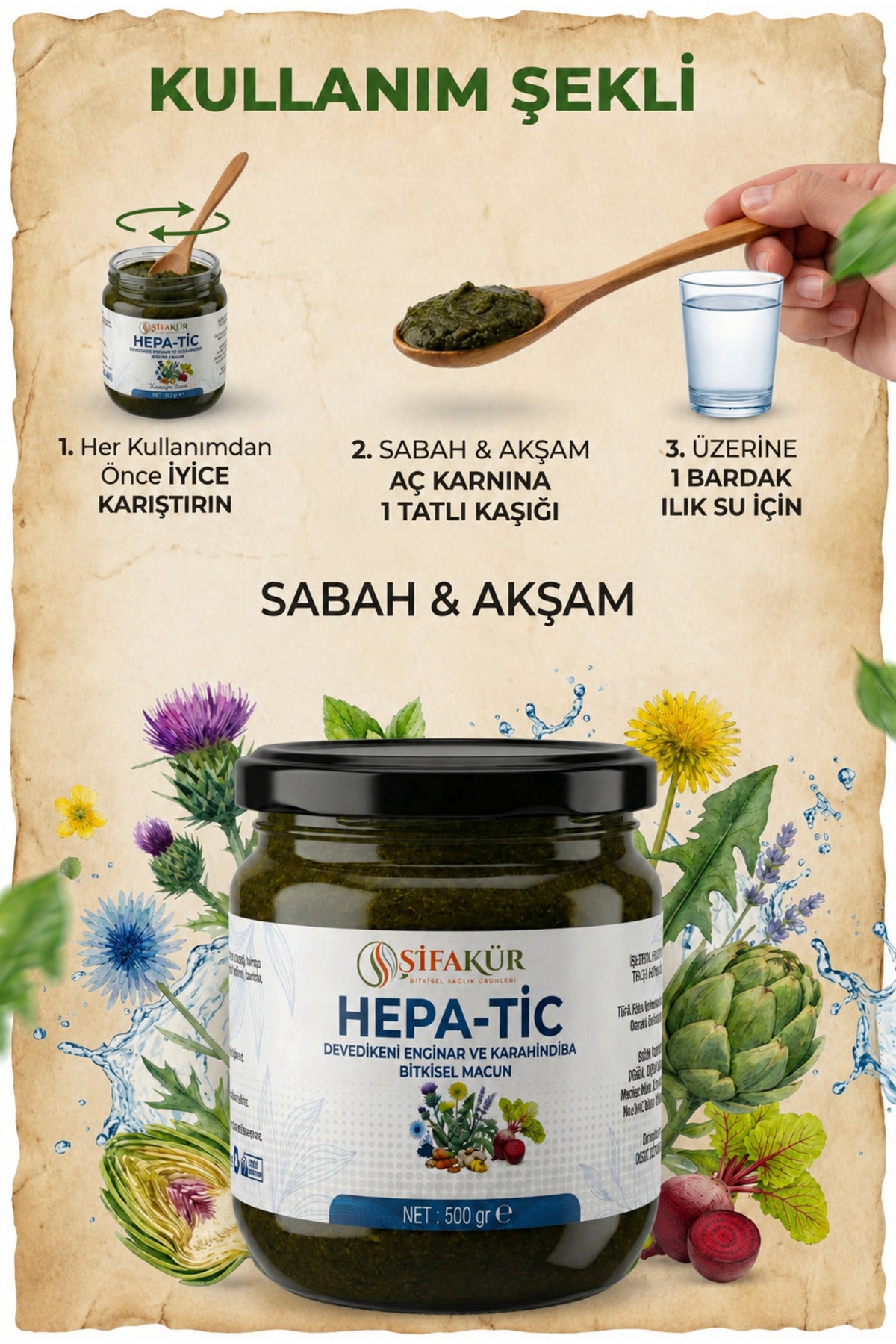 Şifakür Hepa-Tic Bitkisel Macun Devedikeni Enginar Karahindiba Ekstraktlı 500 gr