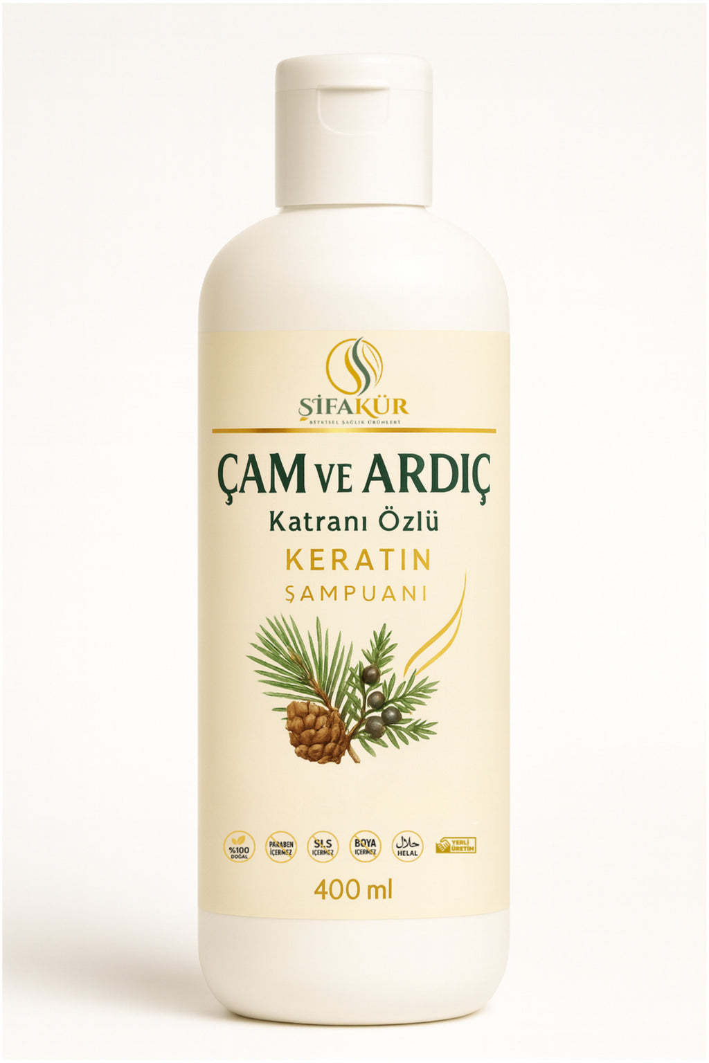 Şifakür Çam Ardıç Katranlı Keratin Şampuan Kepek Karşıtı Tuzsuz 400ml