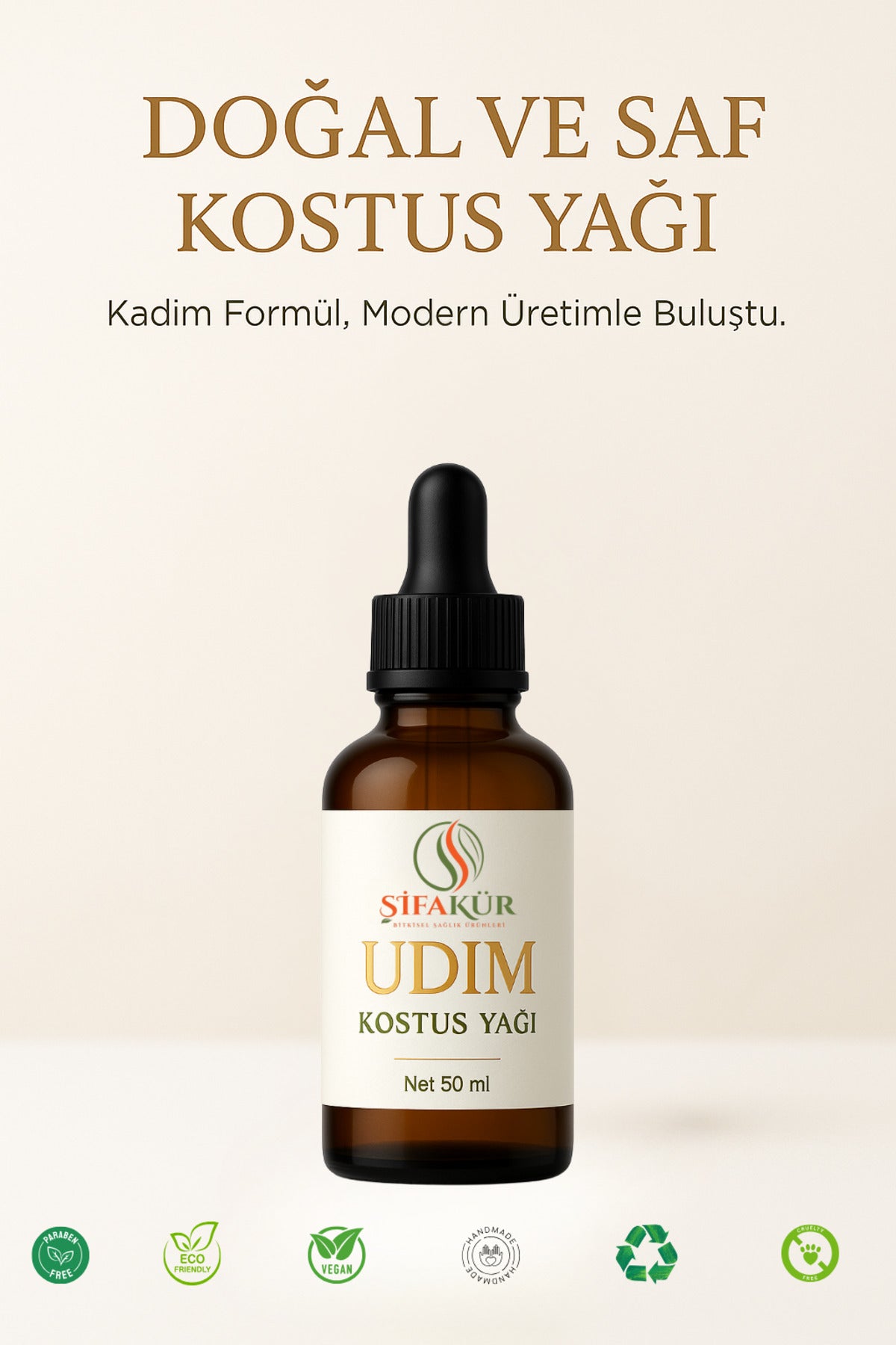 Şifakür UDİM Udi Hindi Kostus Cilt Bakım Yağı Doğal Saf Bitkisel Formül 50ml