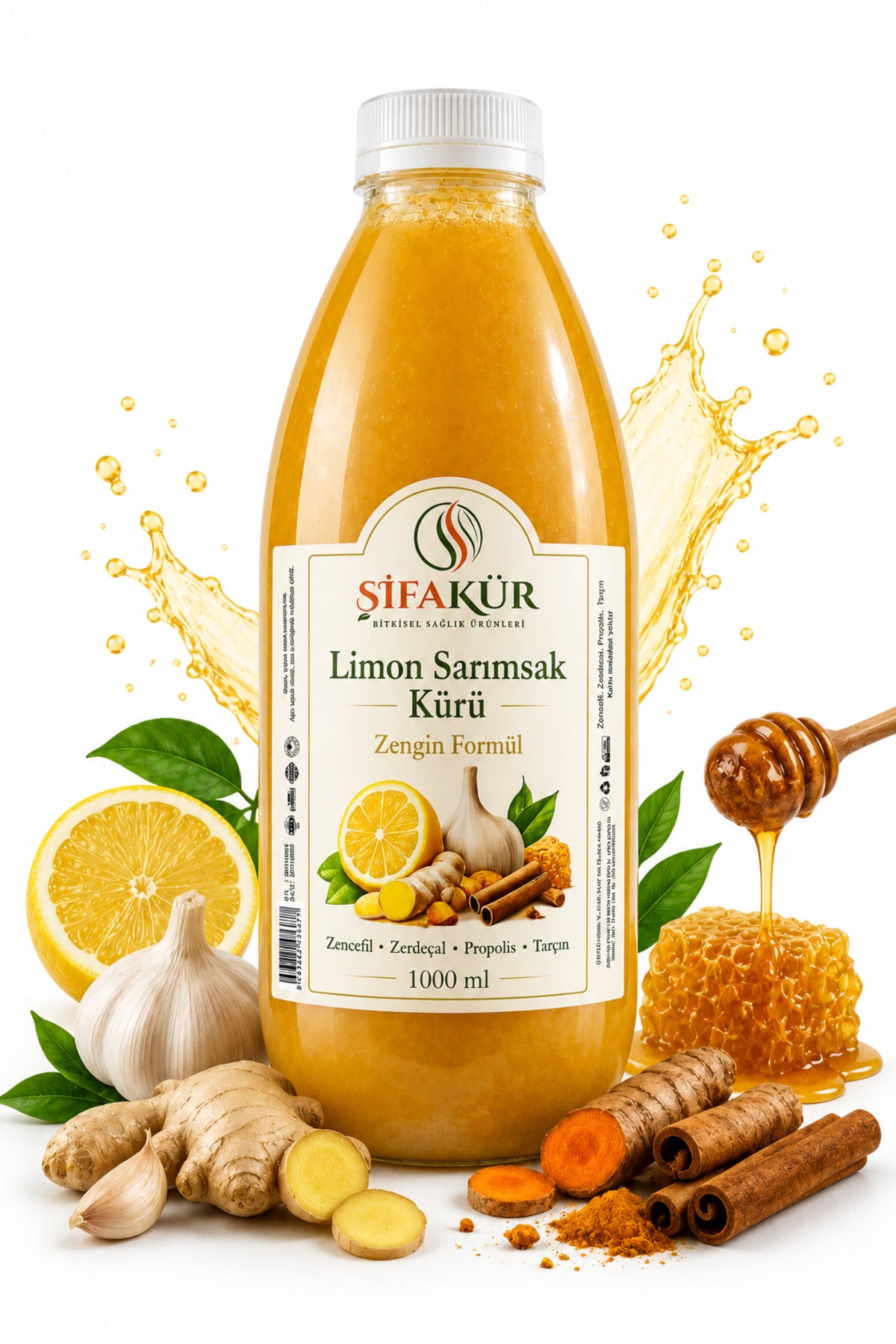 Limon Sarımsak Kürü 1000ml Zencefilli Zerdeçallı Propolisli Tarçınlı 60 Gün Dinlendirilmiş