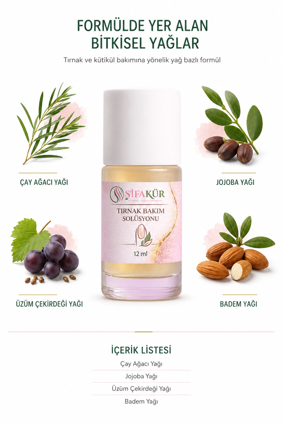 Tırnak Bakım Yağı 12 ml Çay Ağacı ve Jojoba Yağlı Kütikül Serumu