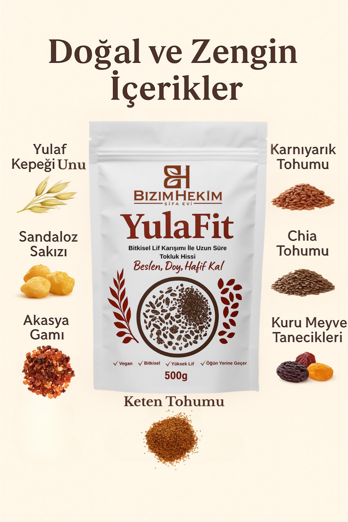 YulaFit Lif Destek Karışımı Kalorisiz zengin içerikli Diyet Dostu 500GR