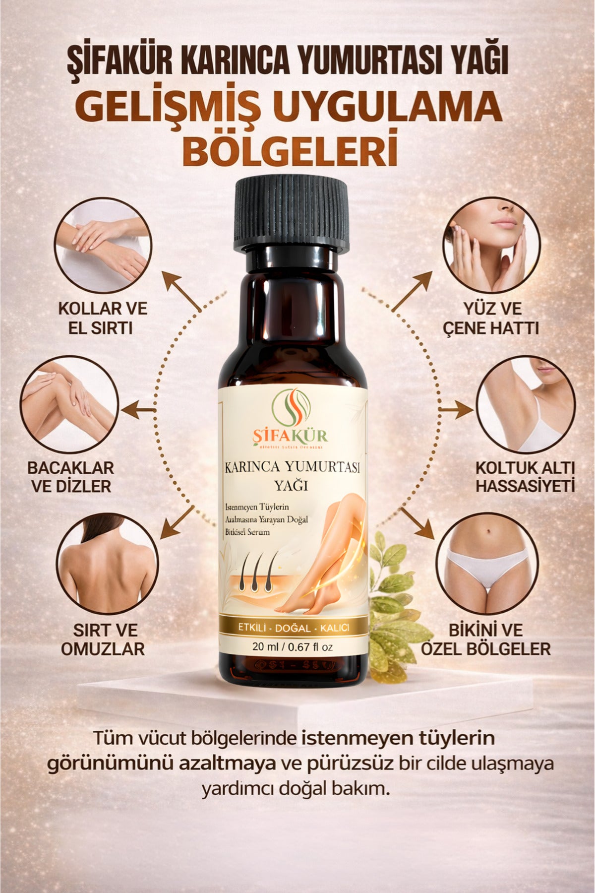 Şifakür Karınca Yumurtası Yağı Doğal Tüy Görünümü Azaltıcı Bakım Serumu 20ml
