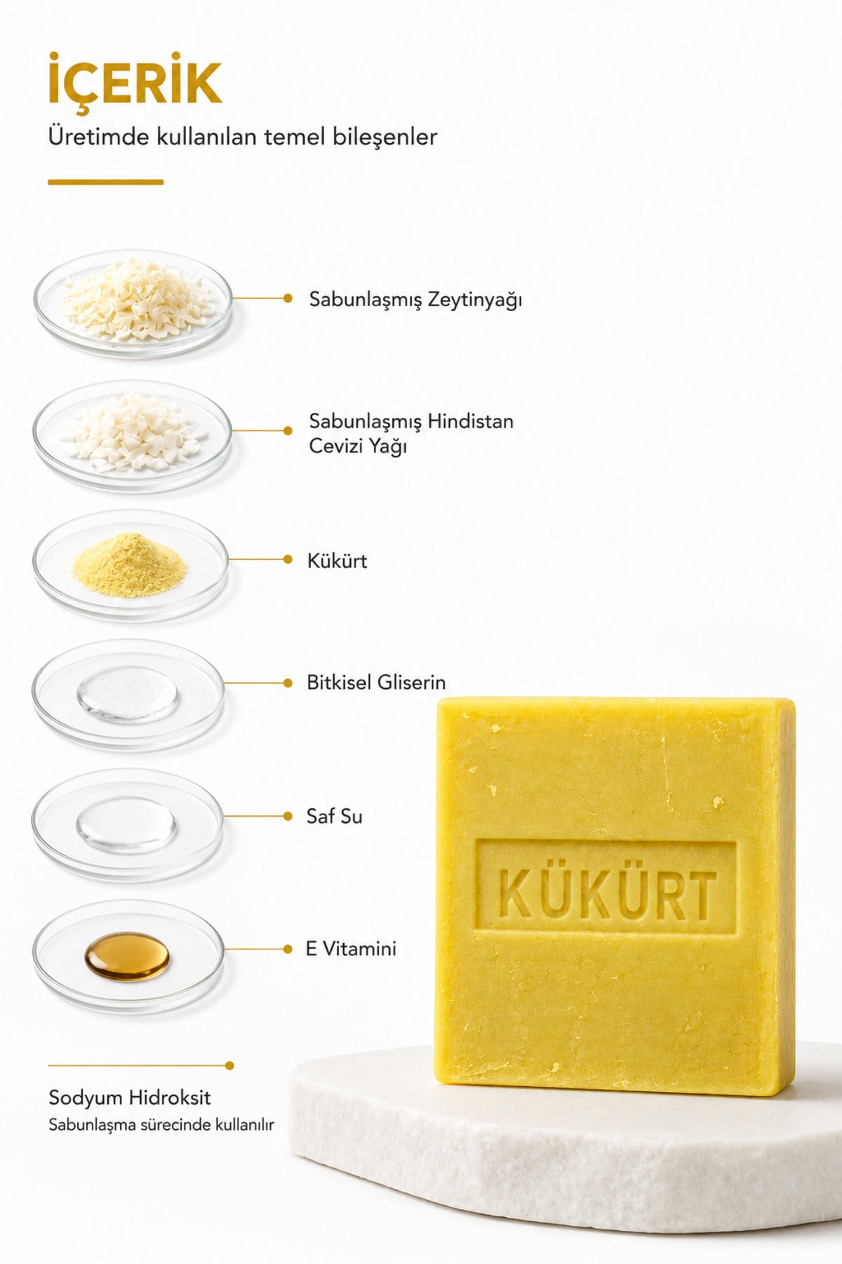 Kükürt Sabunu Zeytinyağı Bazlı E Vitaminli El ve Vücut Temizliği 120 g