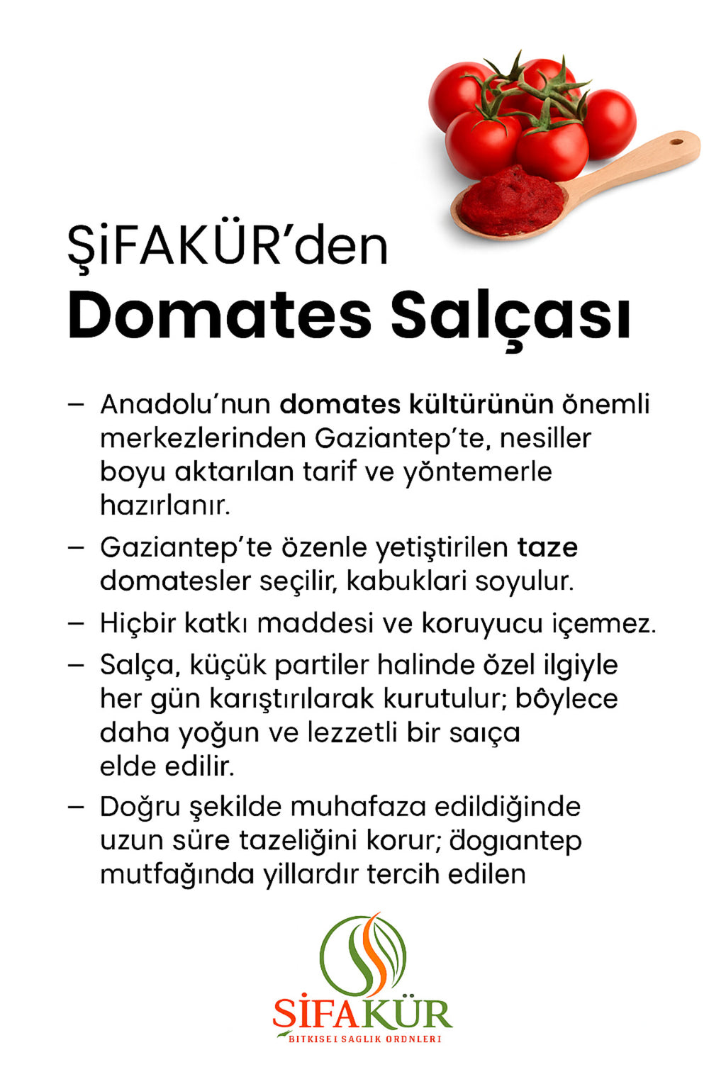 Şifakür Gaziantep Domates Salçası Doğal Güneşte Kurutulmuş Yoğun 5 KG